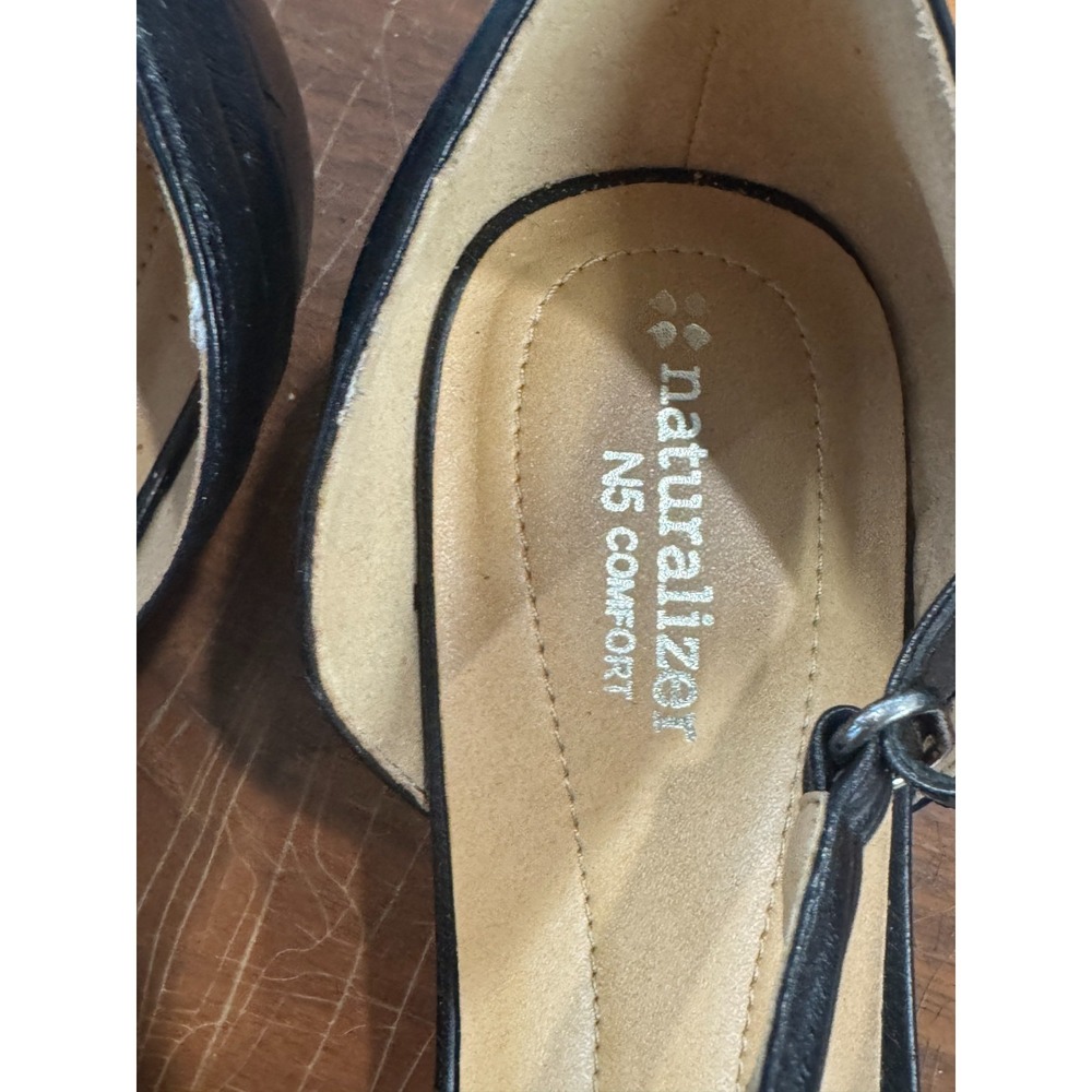 Naturalizer Black Leather Strappy D'Orsay Sandals with Ankle Buckle - Picture 4 of 9